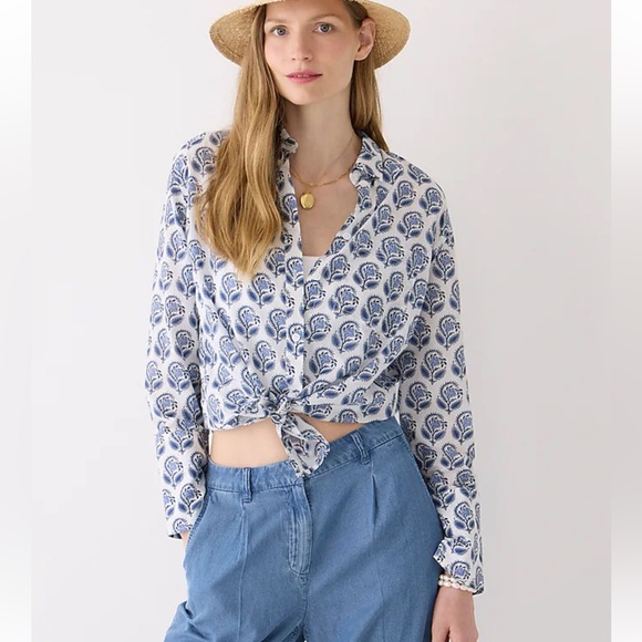J. Crew - Garçon Cotton Voile Button Down Shirt in Bouquet Block Print - Picture 5 of 5